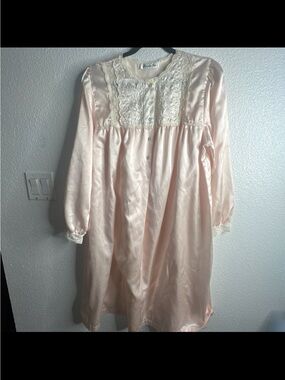 Miss Dior vintage Pink Satin Lace-Trim Nightgown size M